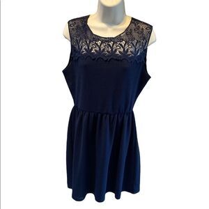 Soprano Navy Blue Lace Detail Tank Dress Women’s Size Large